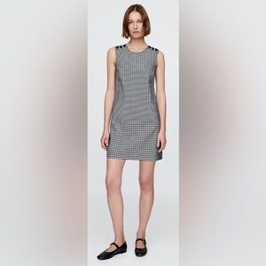 Gap x DOEN Gingham Denim Mini Dress Navy White Size 6